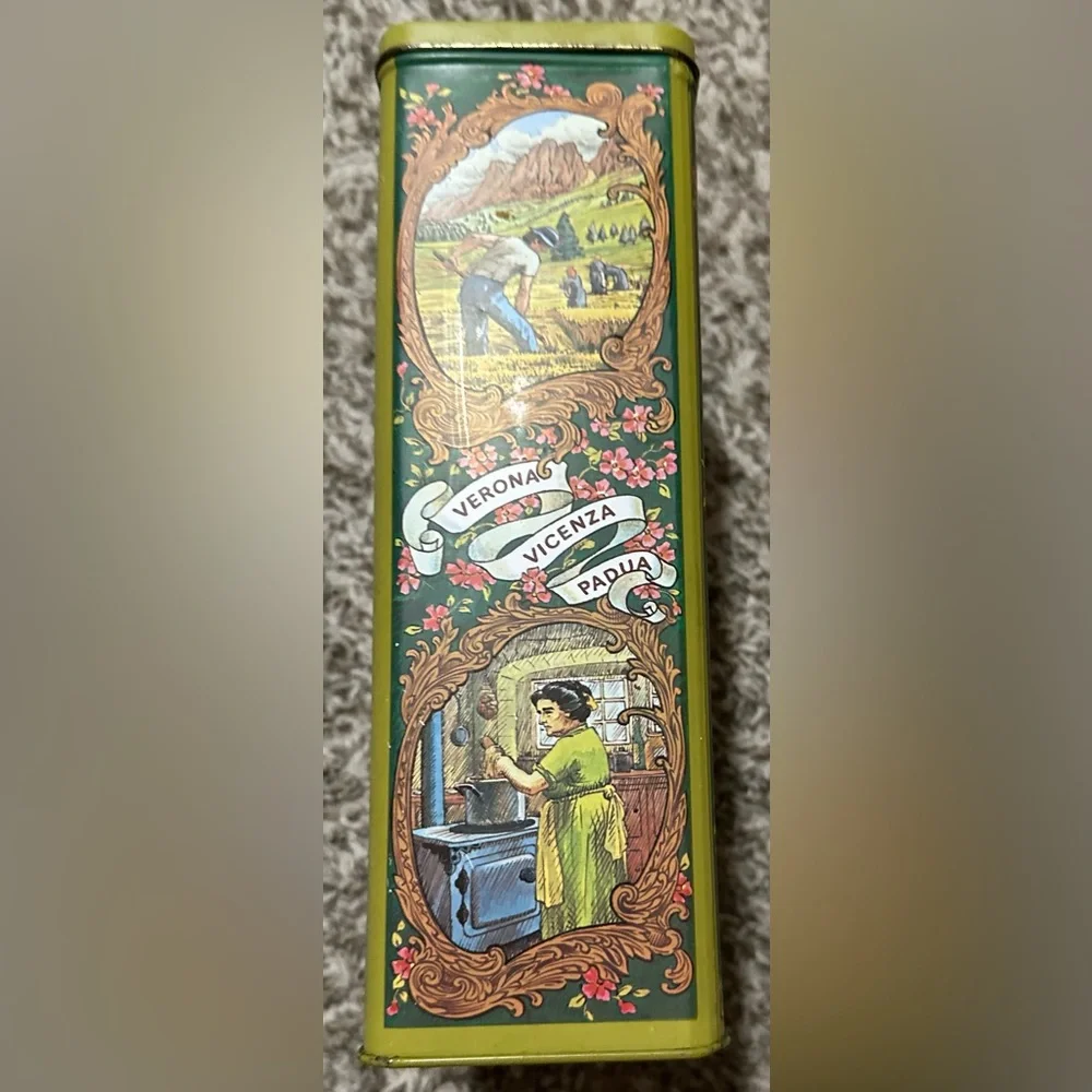 Vintage Casa Via Variccio Pasta Tin, 1970 Repro, Kitchen Storage Canister